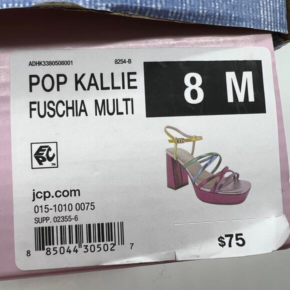 Pop Womens Kallie Heeled Sandals Pink Fuschia Multicolor Size 8 - Picture 9 of 9